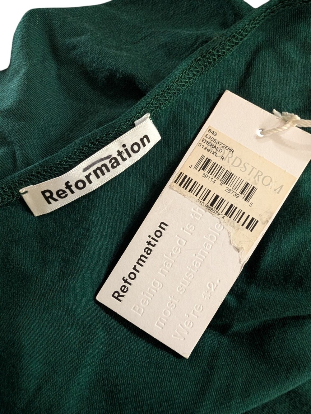 Reformation Emerald Green One-Shoulder Dress NWT XL - Picture 5 of 7